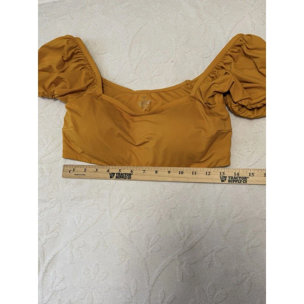 Knix XL Discontinued Puff Sleeve Bikini Top Burnt Orange Resort Swim Retro